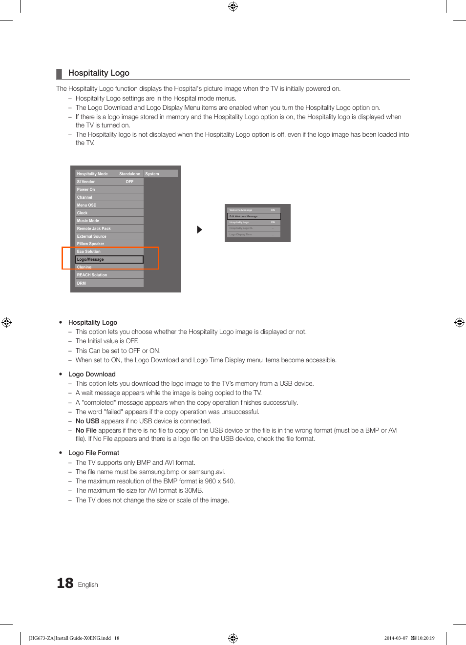 Hospitality logo | Samsung HG28NC673AFXZA User Manual | Page 18 / 39