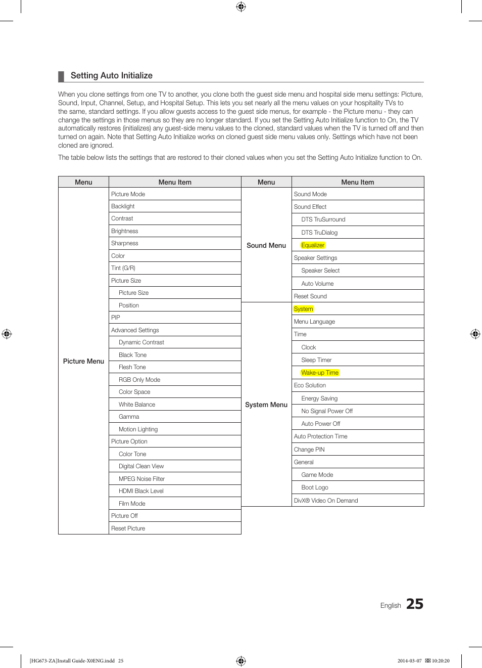 Setting auto initialize | Samsung HG28NC673AFXZA User Manual | Page 25 / 39