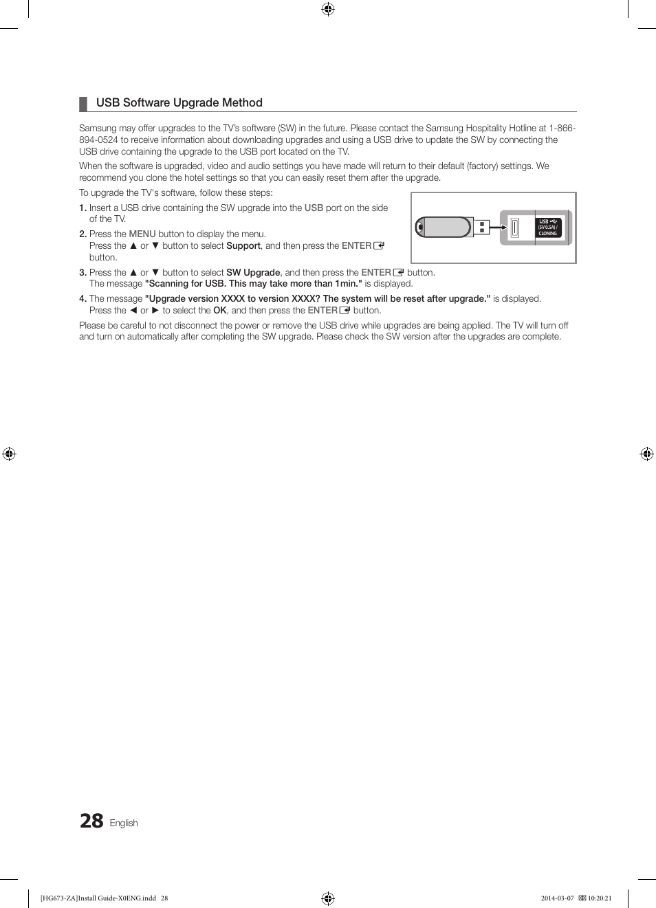 Usb software upgrade method | Samsung HG28NC673AFXZA User Manual | Page 28 / 39