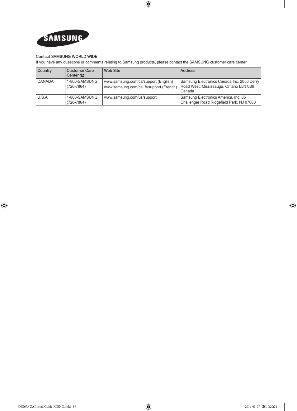 Samsung HG28NC673AFXZA User Manual | Page 39 / 39