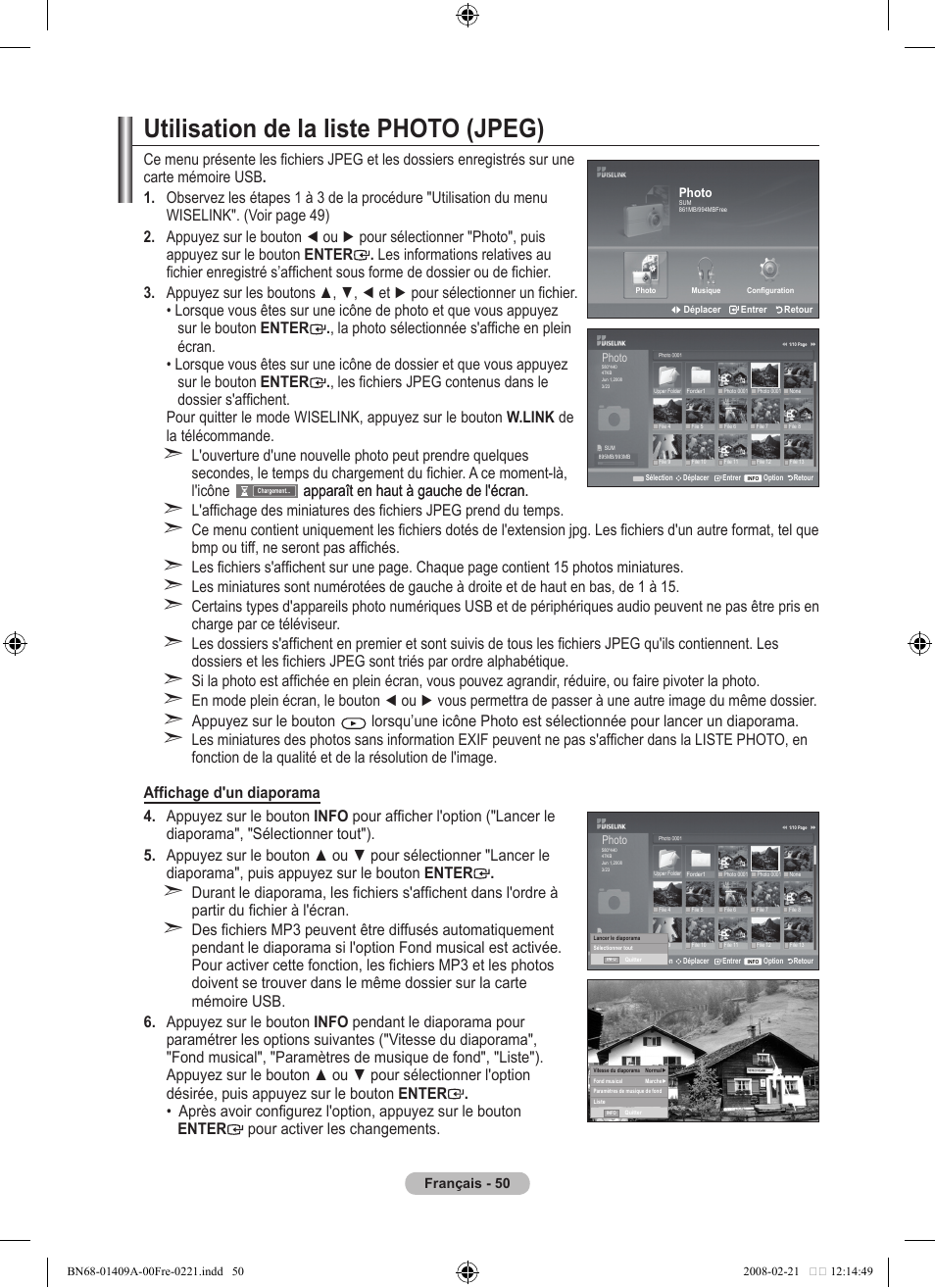 Utilisation de la liste photo (jpeg), Apparaît en haut à gauche de l'écran | Samsung LE40A556P1F User Manual | Page 122 / 564