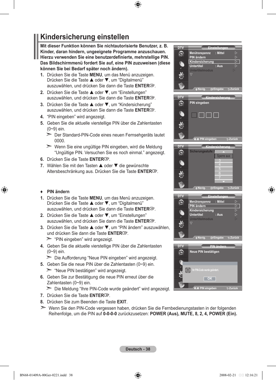 Kindersicherung einstellen | Samsung LE40A556P1F User Manual | Page 180 / 564