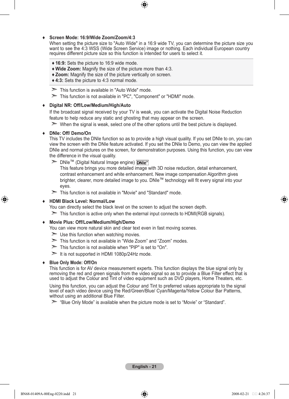 Samsung LE40A556P1F User Manual | Page 23 / 564