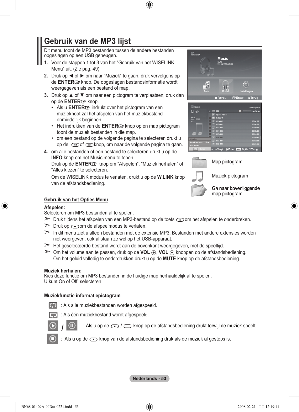 Gebruik van de mp lijst | Samsung LE40A556P1F User Manual | Page 265 / 564