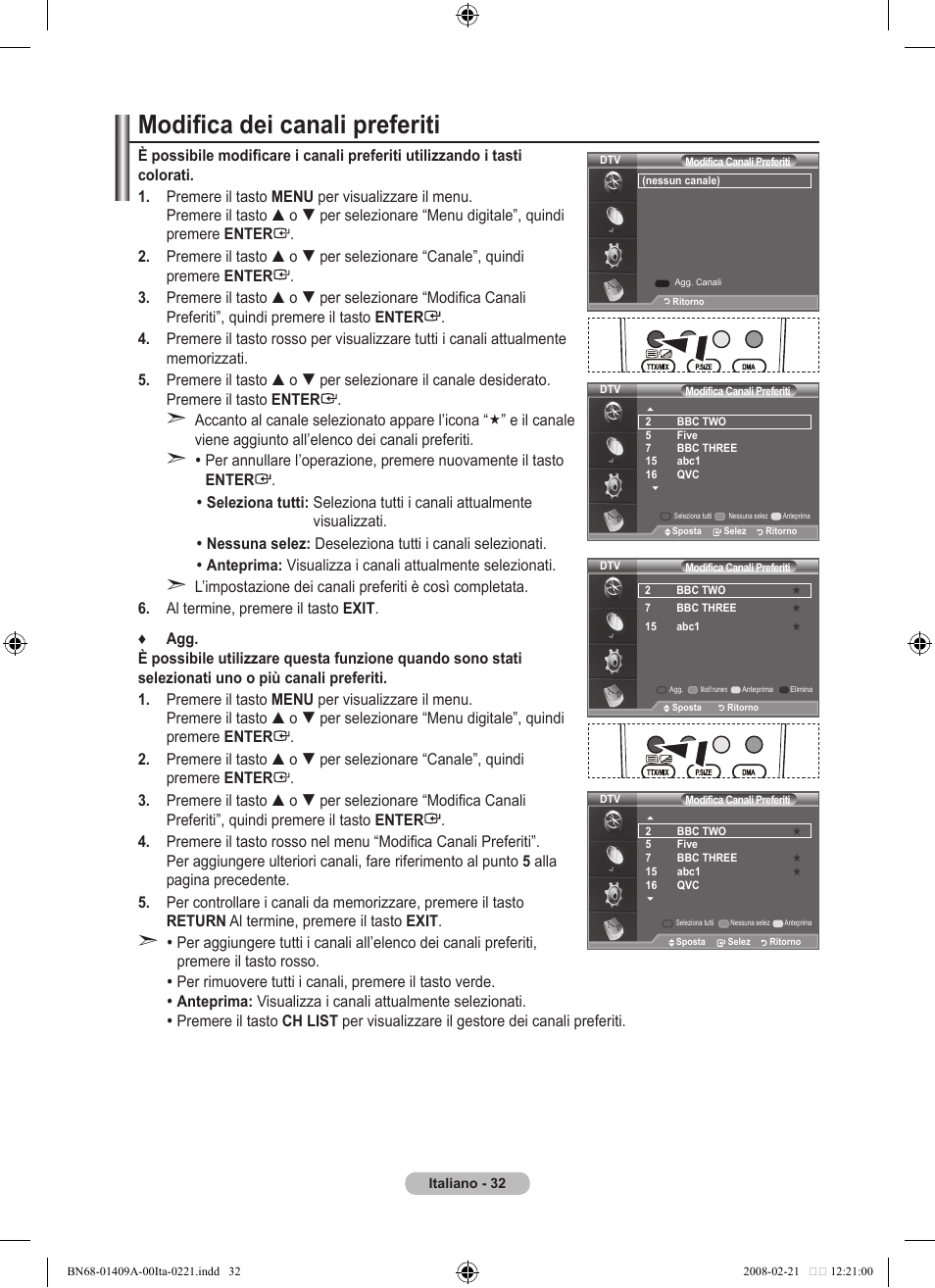 Modifica dei canali preferiti | Samsung LE40A556P1F User Manual | Page 314 / 564