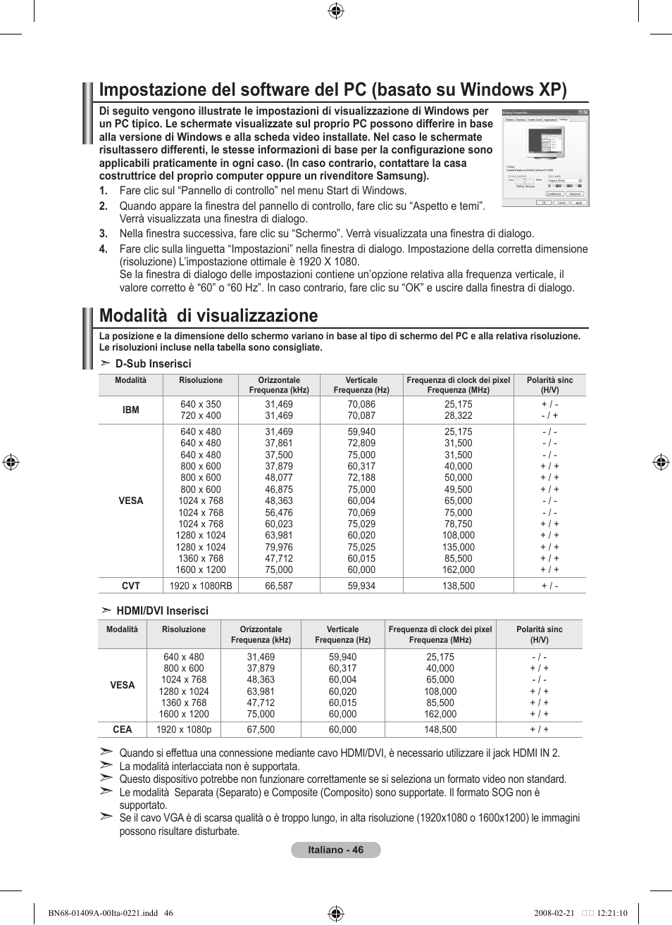 Modalità di visualizzazione | Samsung LE40A556P1F User Manual | Page 328 / 564