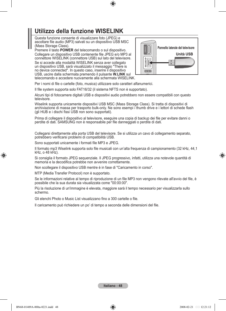 Utilizzo della funzione wiselink | Samsung LE40A556P1F User Manual | Page 330 / 564
