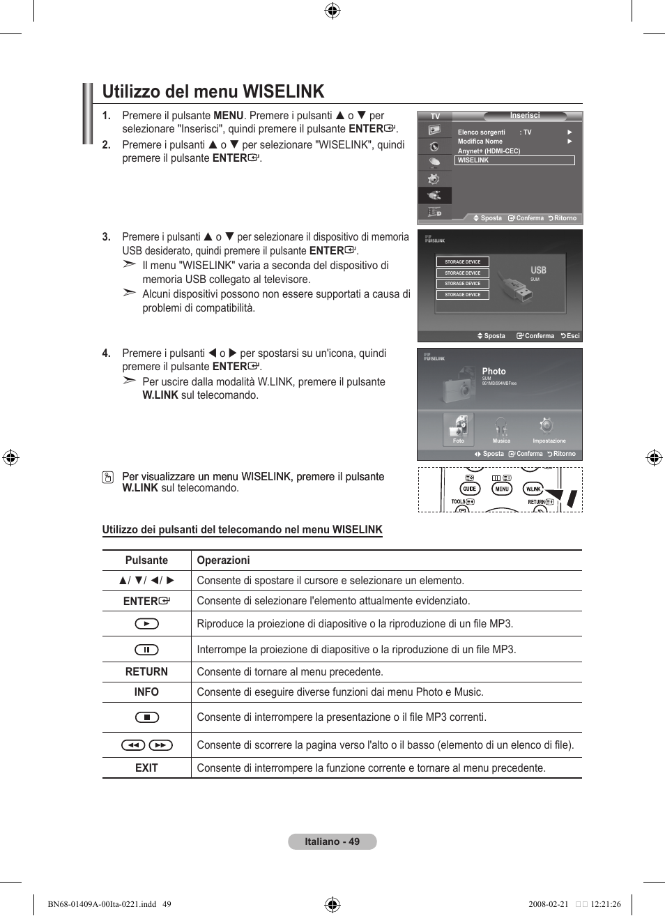 Utilizzo del menu wiselink | Samsung LE40A556P1F User Manual | Page 331 / 564