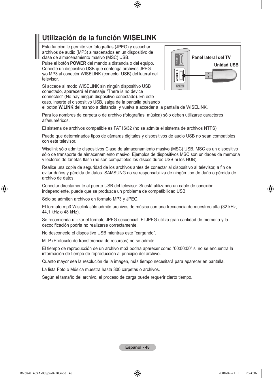 Utilización de la función wiselink | Samsung LE40A556P1F User Manual | Page 402 / 564