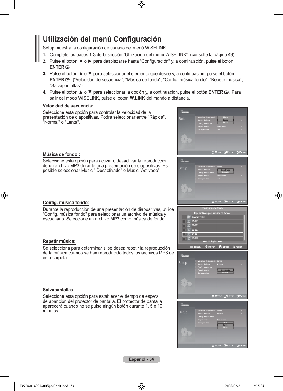 Utilización del menú configuración, Español | Samsung LE40A556P1F User Manual | Page 408 / 564
