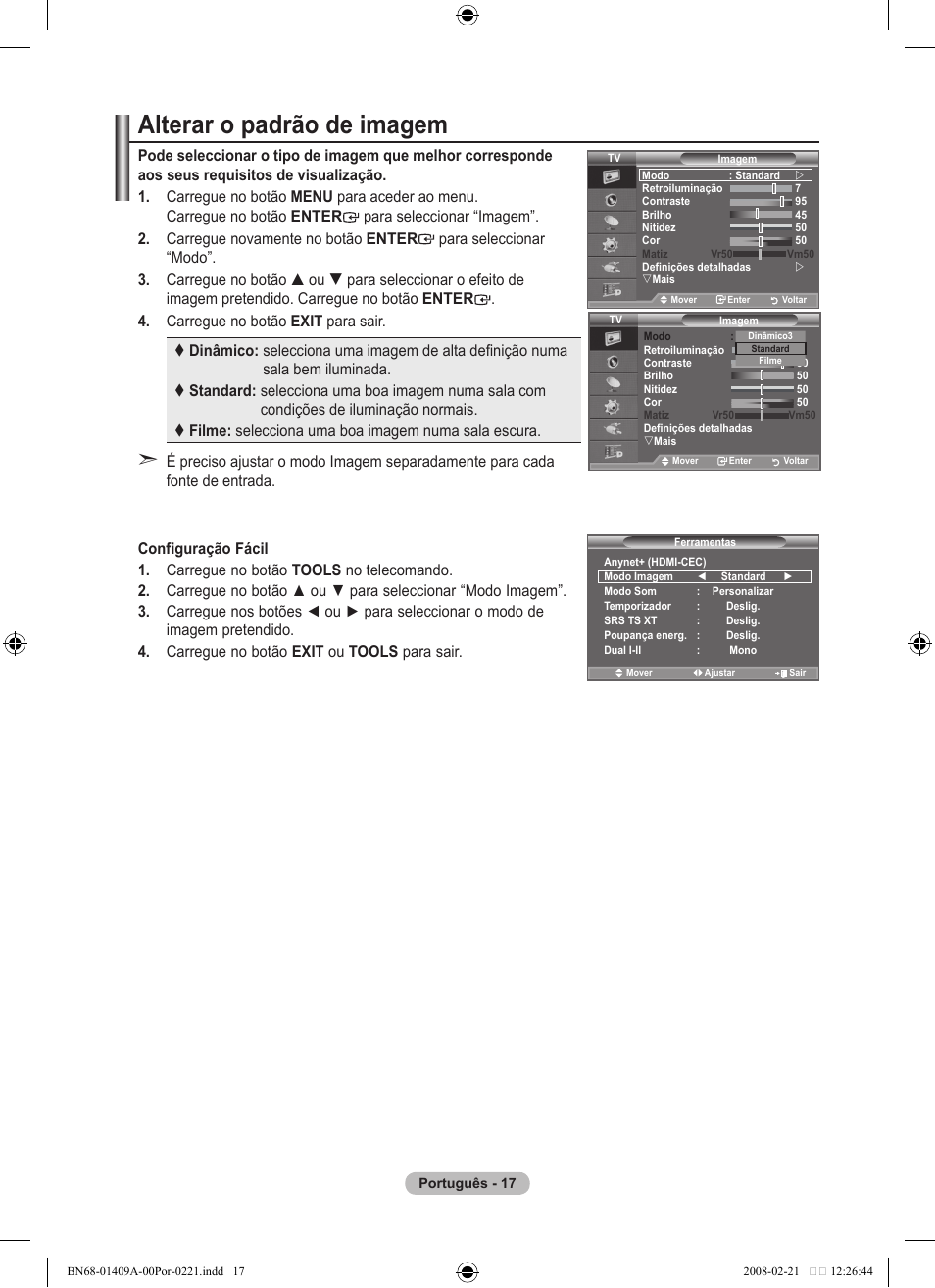 Alterar o padrão de imagem | Samsung LE40A556P1F User Manual | Page 441 / 564
