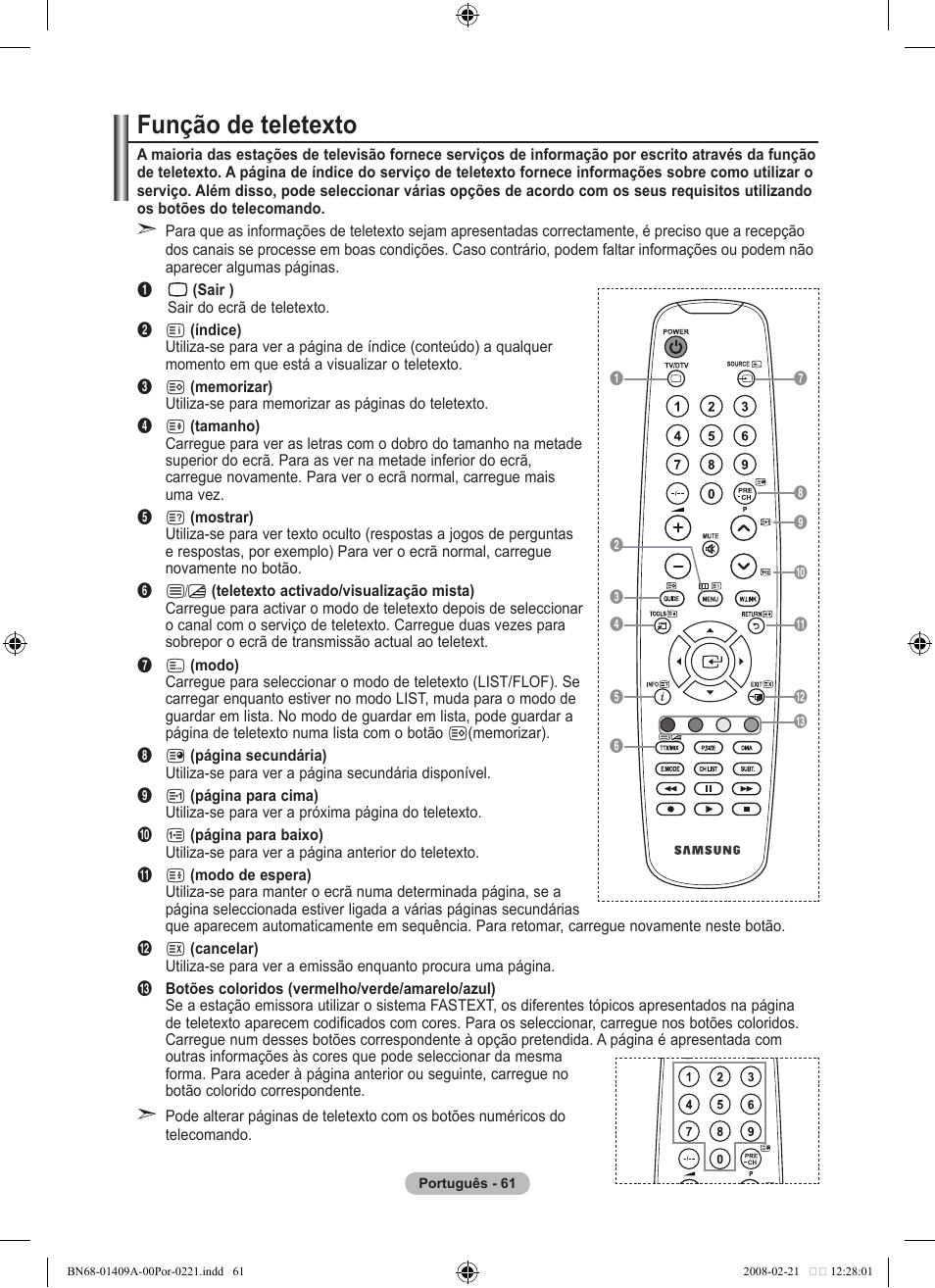 Função de teletexto | Samsung LE40A556P1F User Manual | Page 485 / 564