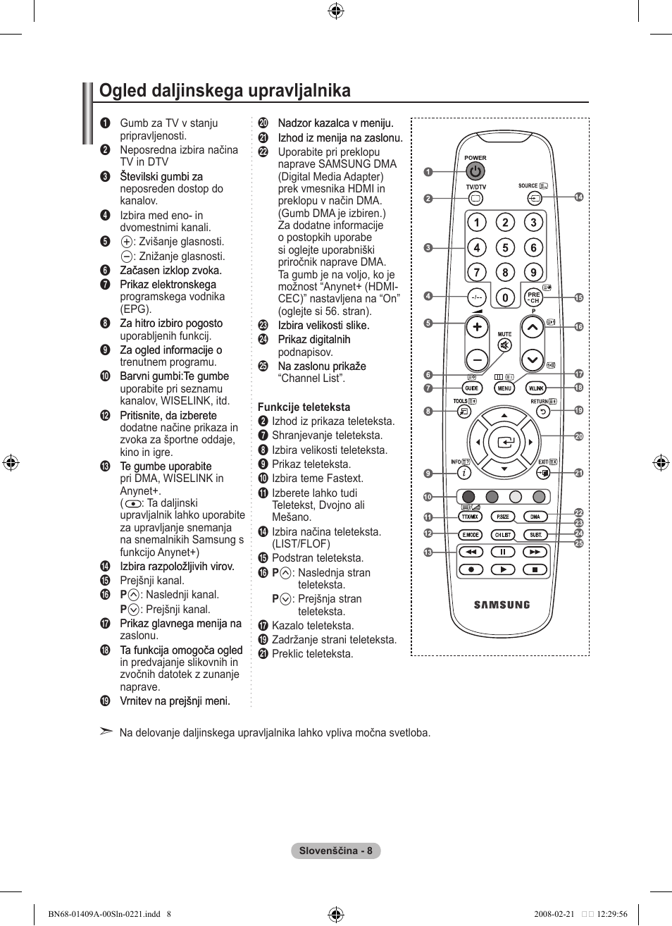 Ogled daljinskega upravljalnika | Samsung LE40A556P1F User Manual | Page 502 / 564