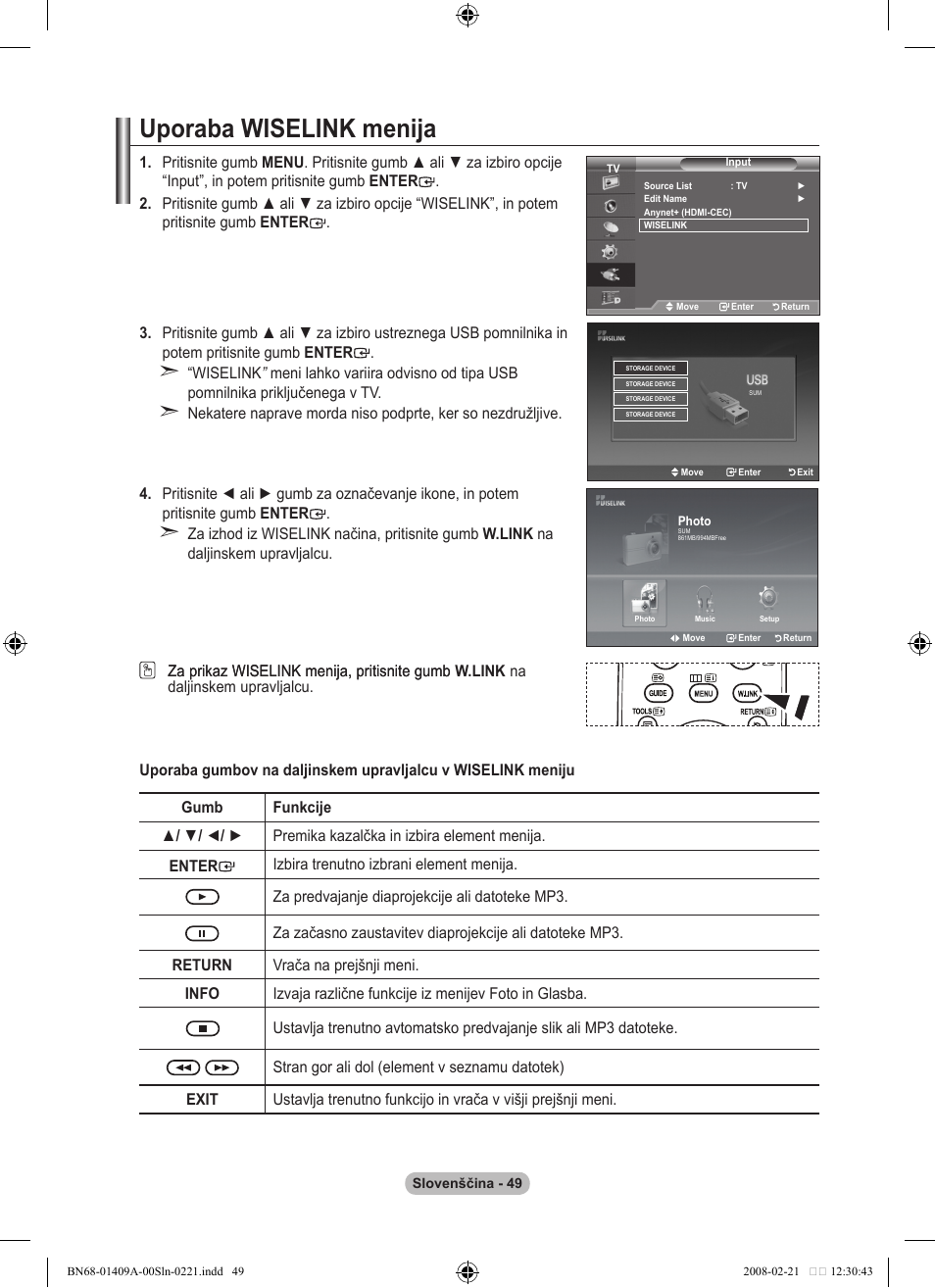 Uporaba wiselink menija | Samsung LE40A556P1F User Manual | Page 543 / 564