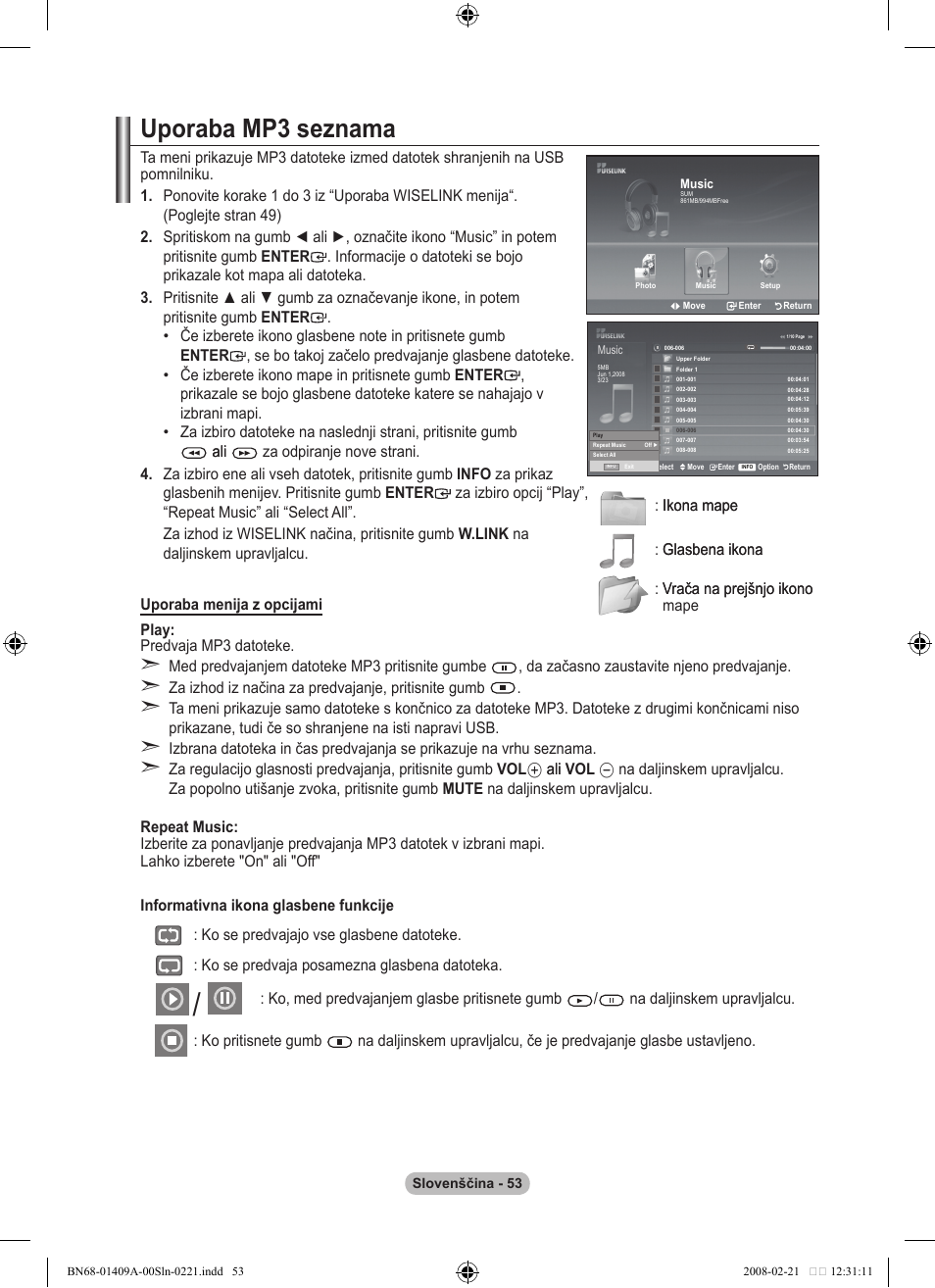 Uporaba mp seznama | Samsung LE40A556P1F User Manual | Page 547 / 564