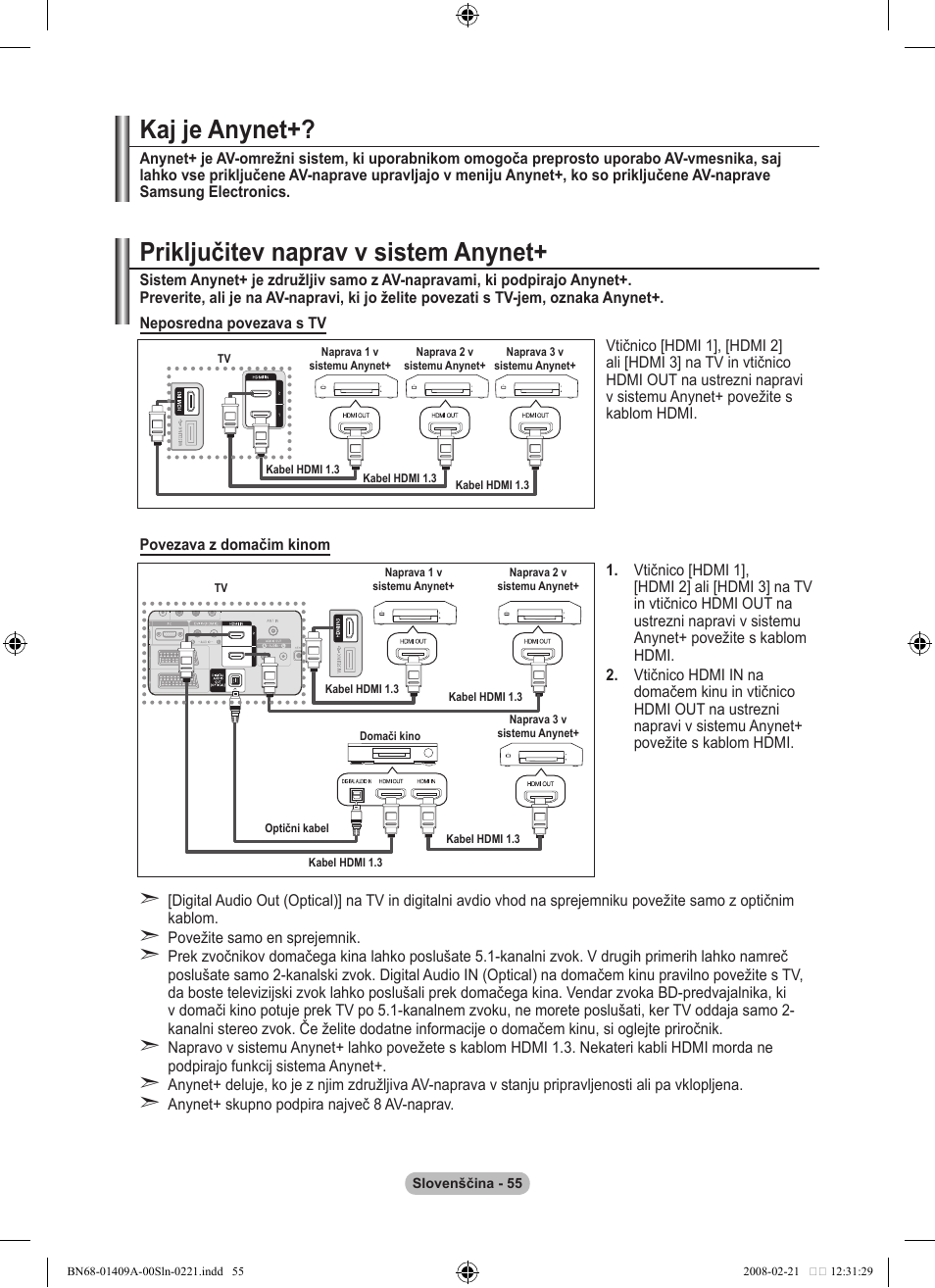 Kaj je anynet, Priključitev naprav v sistem anynet | Samsung LE40A556P1F User Manual | Page 549 / 564