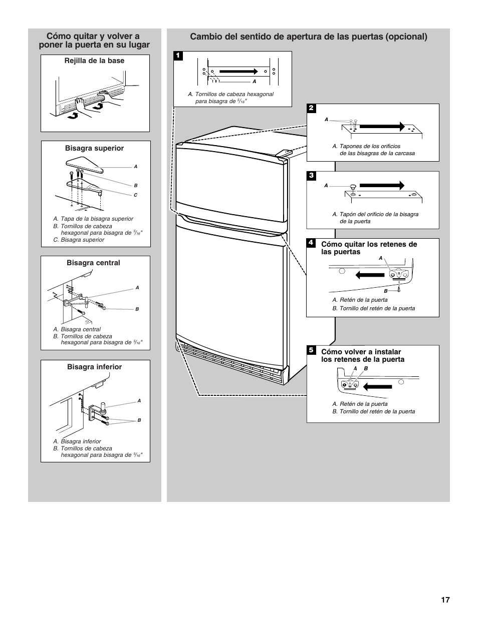 Cómo quitar y volver a poner la puerta en su lugar | Amana W10249209A User Manual | Page 17 / 34