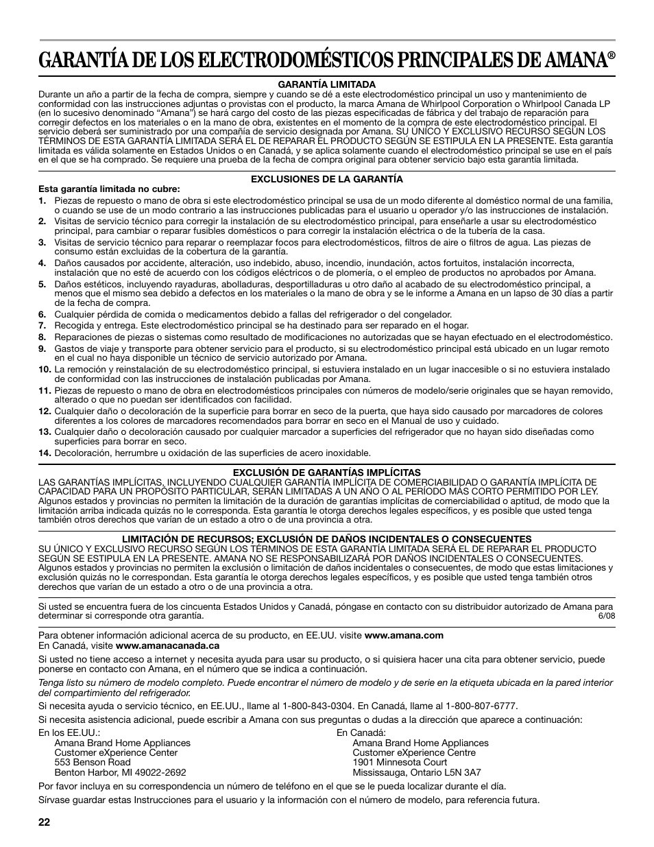 Amana W10249209A User Manual | Page 22 / 34