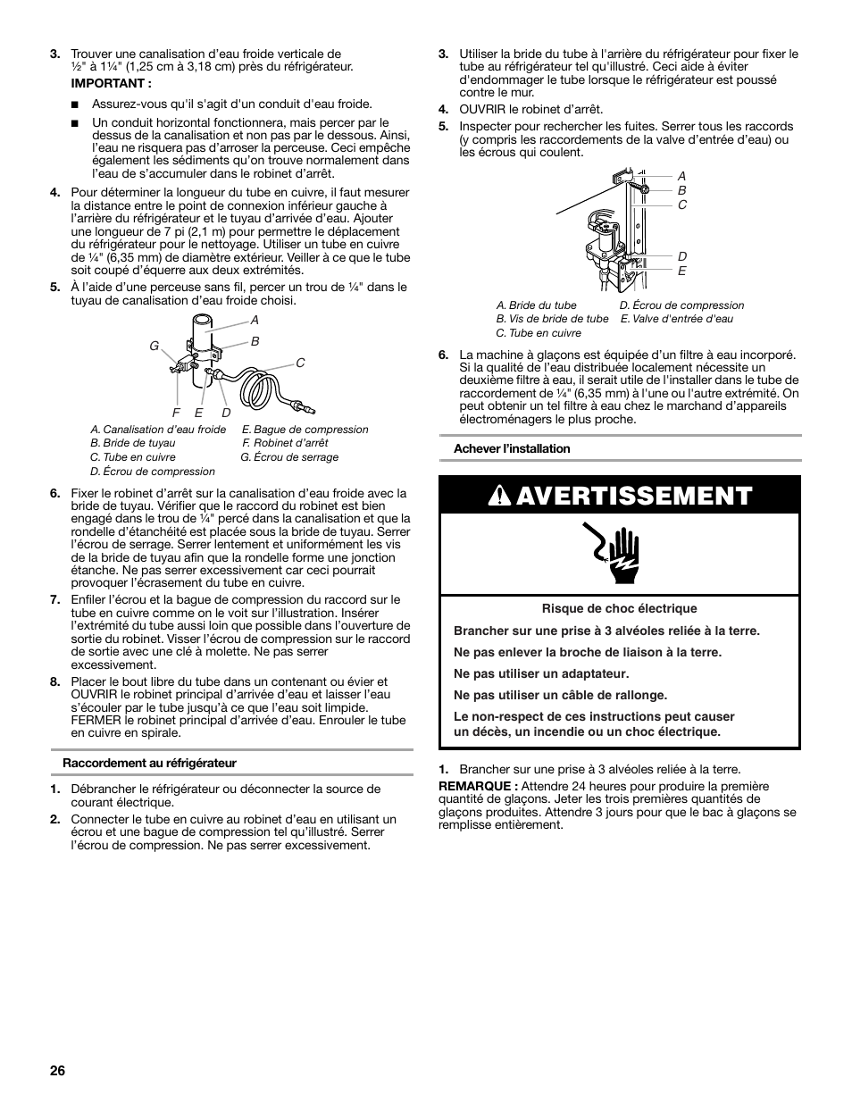 Avertissement | Amana W10249209A User Manual | Page 26 / 34