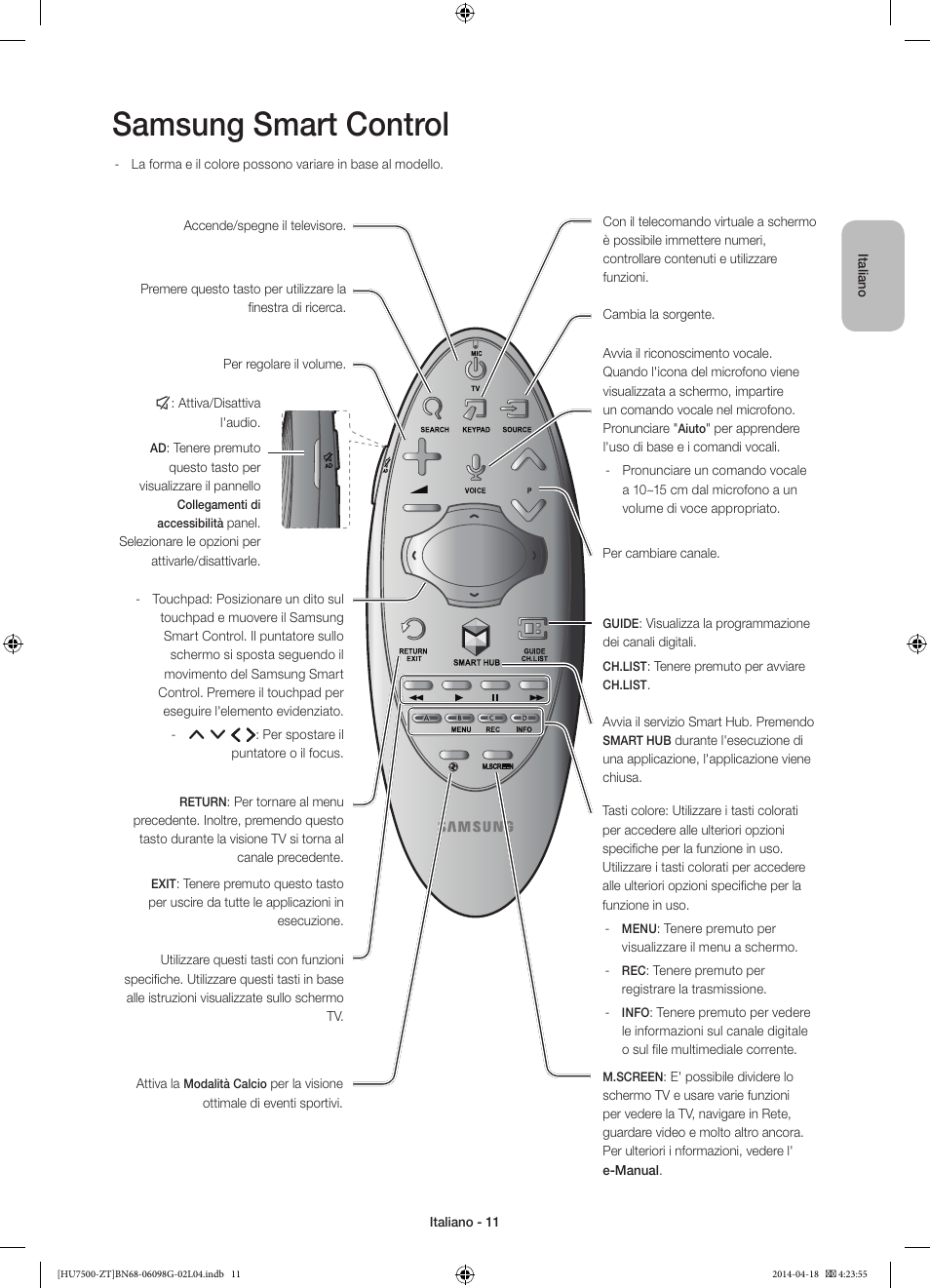 Samsung smart control | Samsung UE55HU7500Z User Manual | Page 35 / 73