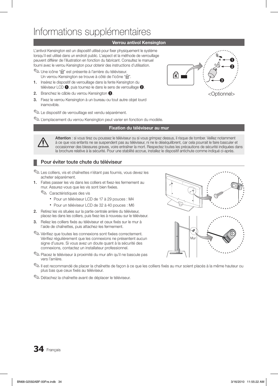 Informations supplémentaires | Samsung LE26C450E1W User Manual | Page 112 / 158