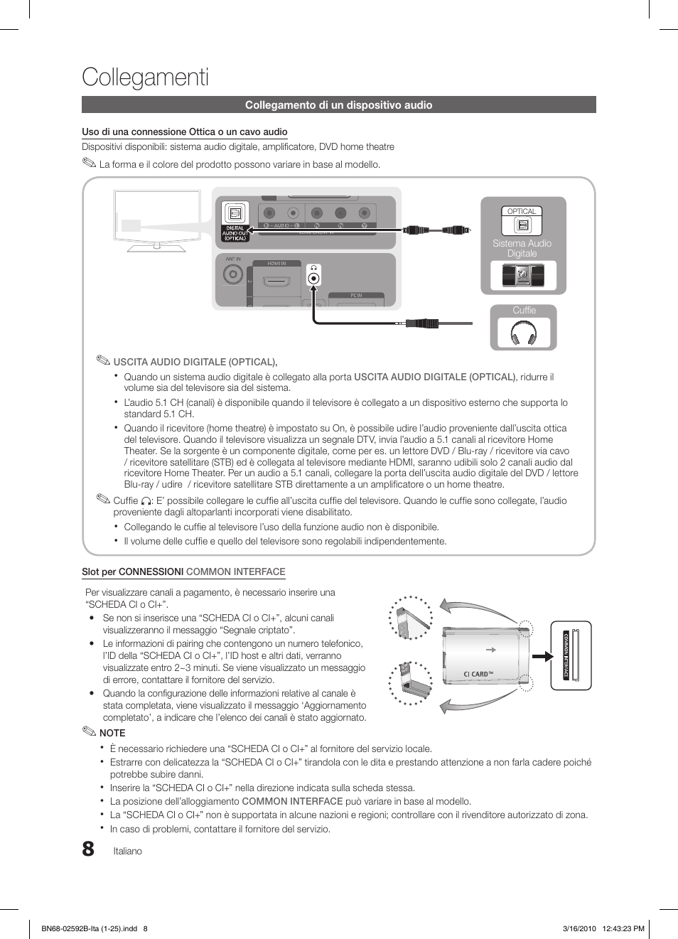 Collegamenti | Samsung LE26C450E1W User Manual | Page 125 / 158