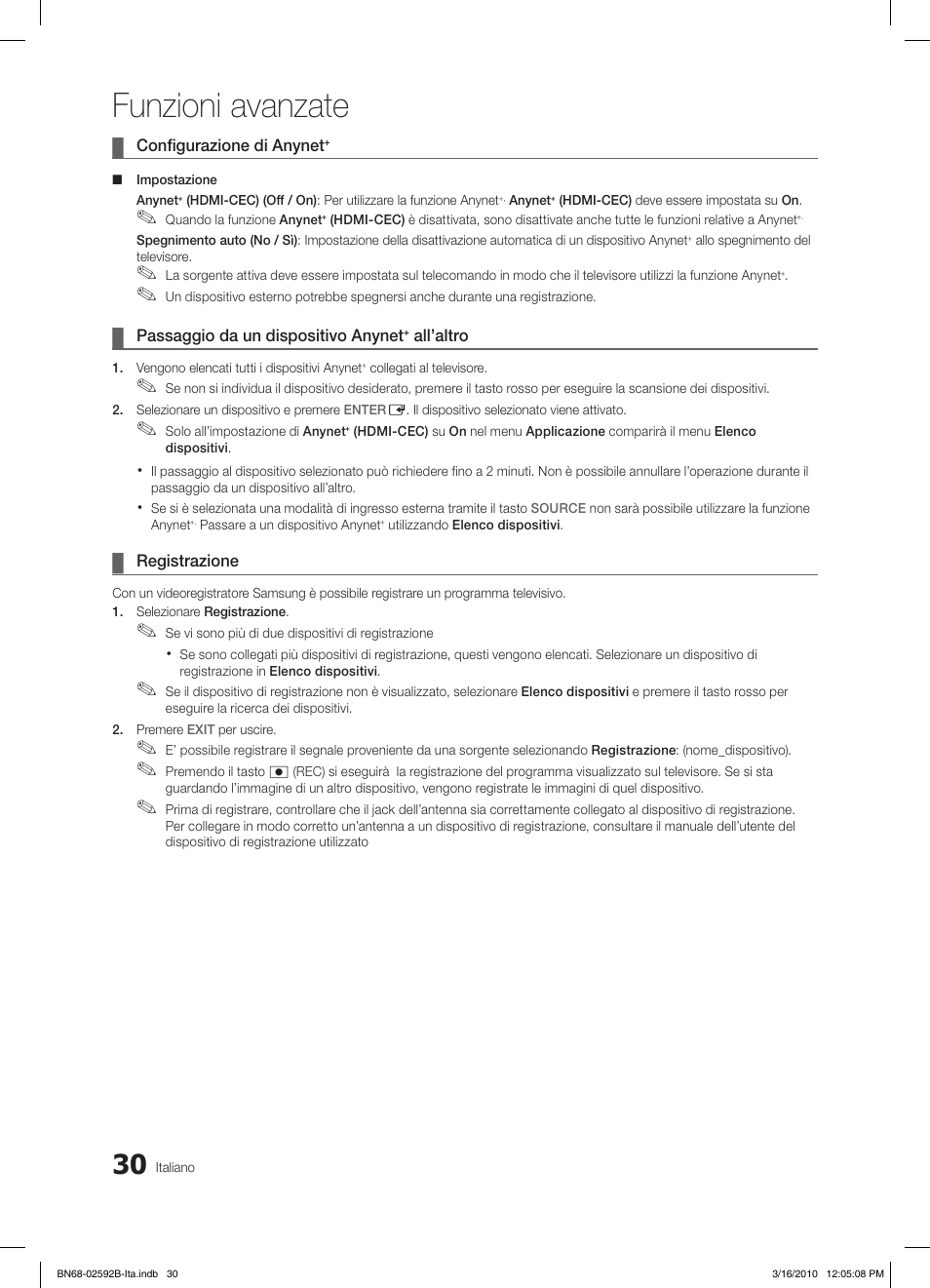 Funzioni avanzate | Samsung LE26C450E1W User Manual | Page 147 / 158
