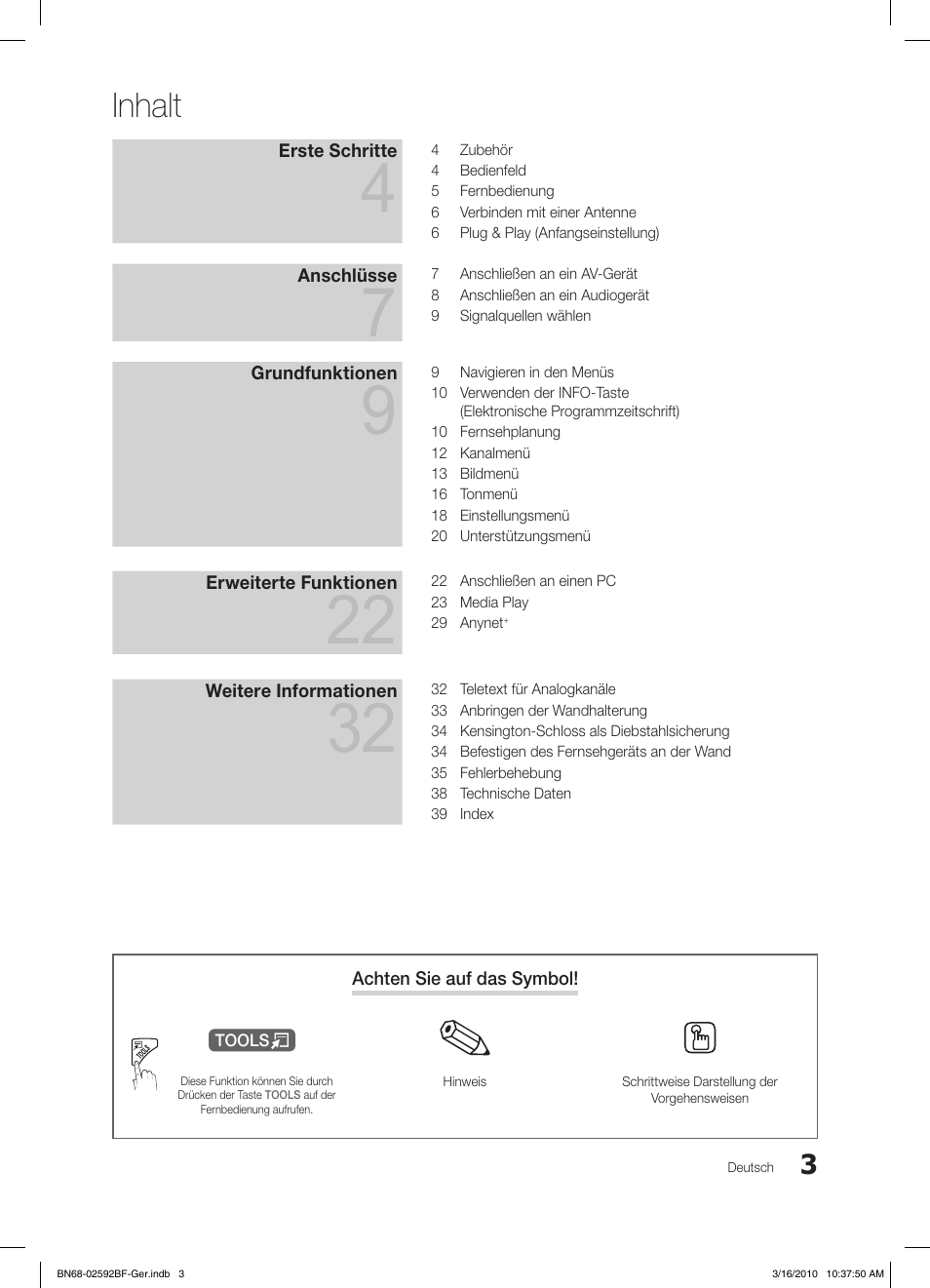 Inhalt | Samsung LE26C450E1W User Manual | Page 42 / 158