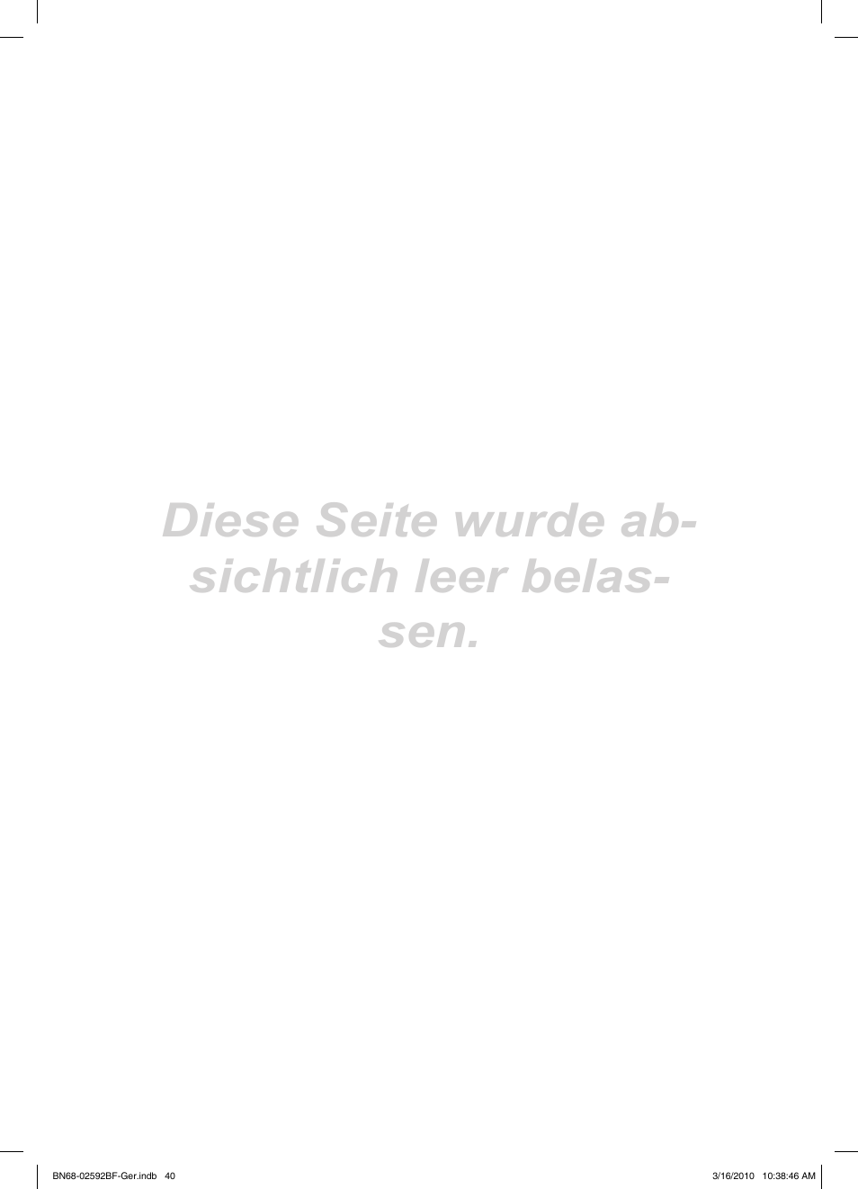 Diese seite wurde ab- sichtlich leer belas- sen | Samsung LE26C450E1W User Manual | Page 79 / 158