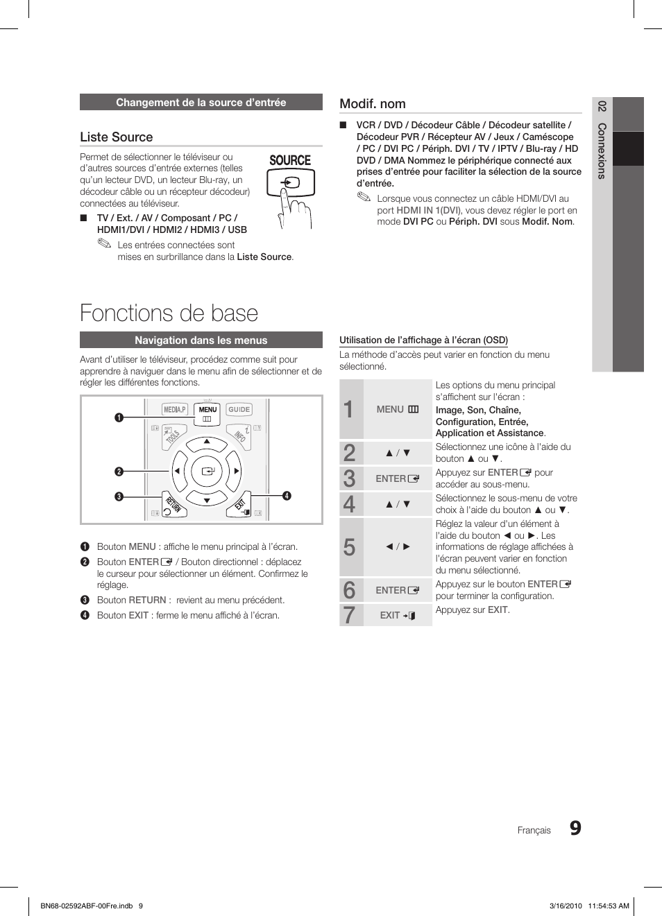 Fonctions de base, Liste source, Modif. nom | Samsung LE26C450E1W User Manual | Page 87 / 158