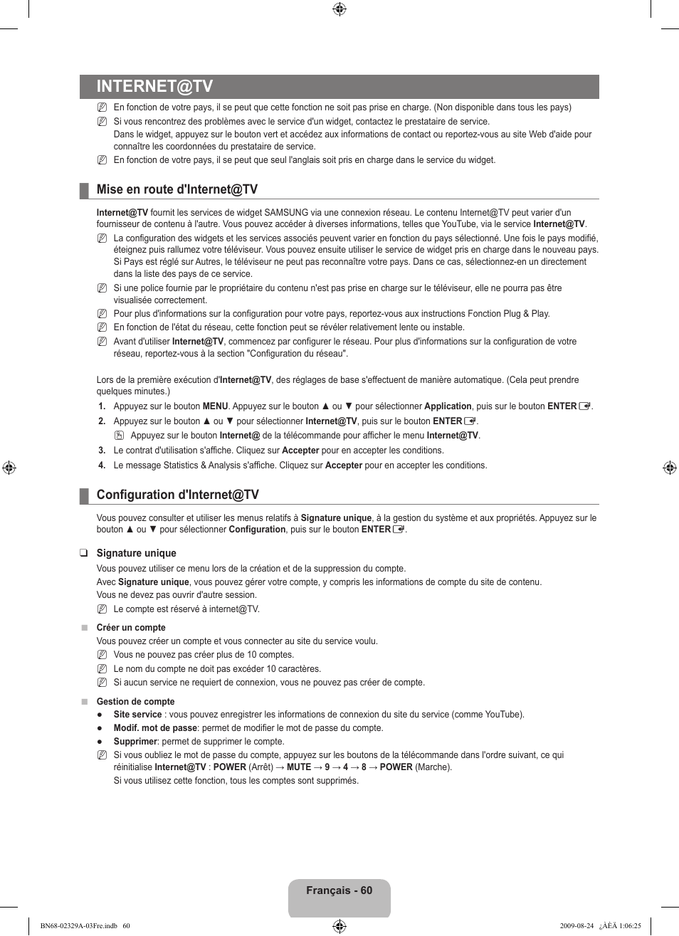 Internet@tv, Mise en route d'internet@tv, Configuration d'internet@tv | Samsung UE40B7020WW User Manual | Page 150 / 704