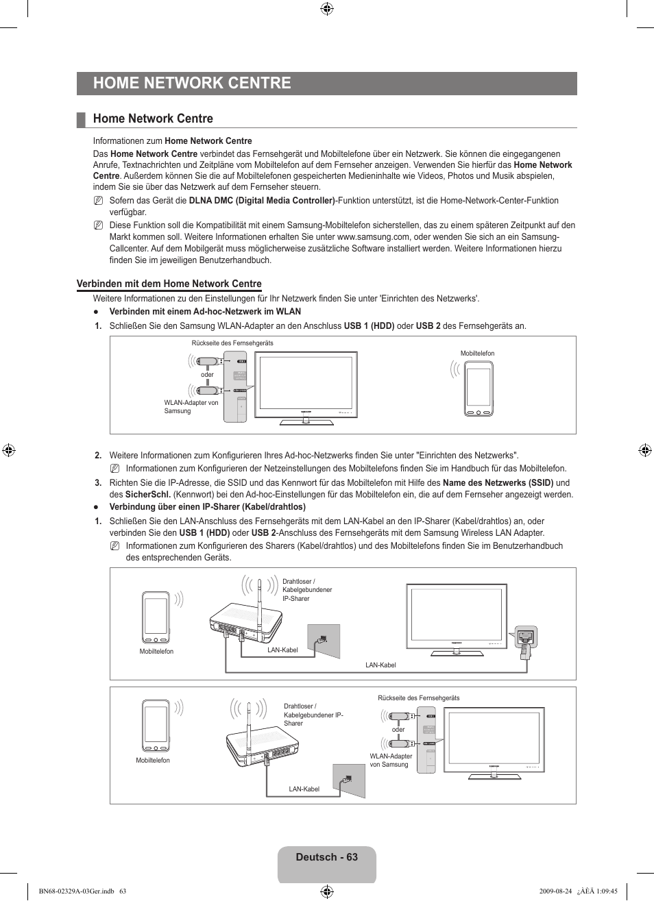 Home network centre | Samsung UE40B7020WW User Manual | Page 229 / 704