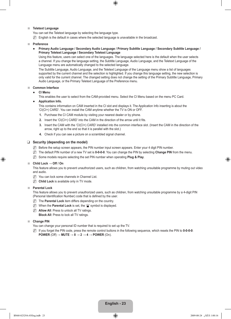 Samsung UE40B7020WW User Manual | Page 25 / 704