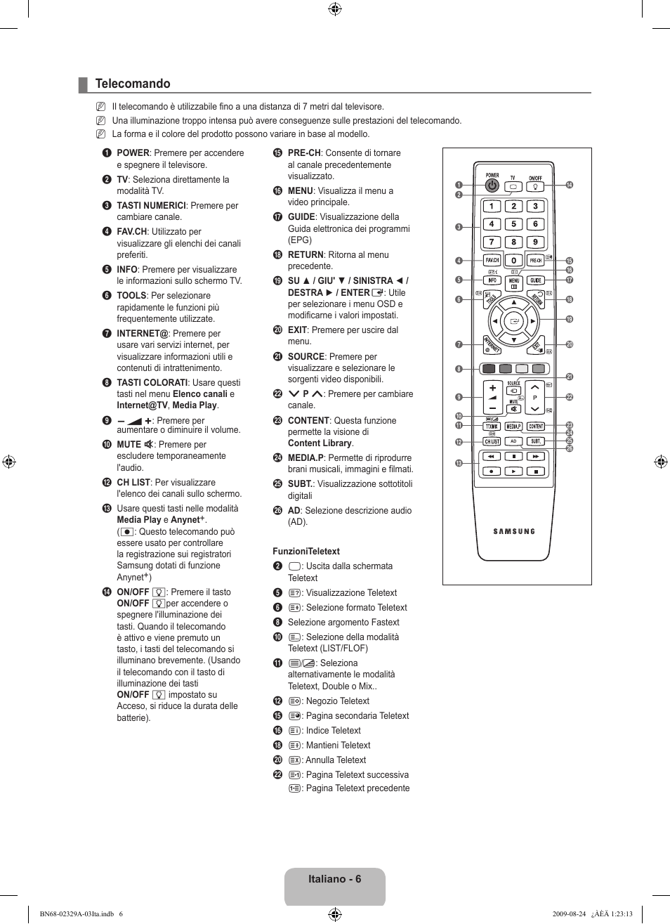 Telecomando | Samsung UE40B7020WW User Manual | Page 324 / 704