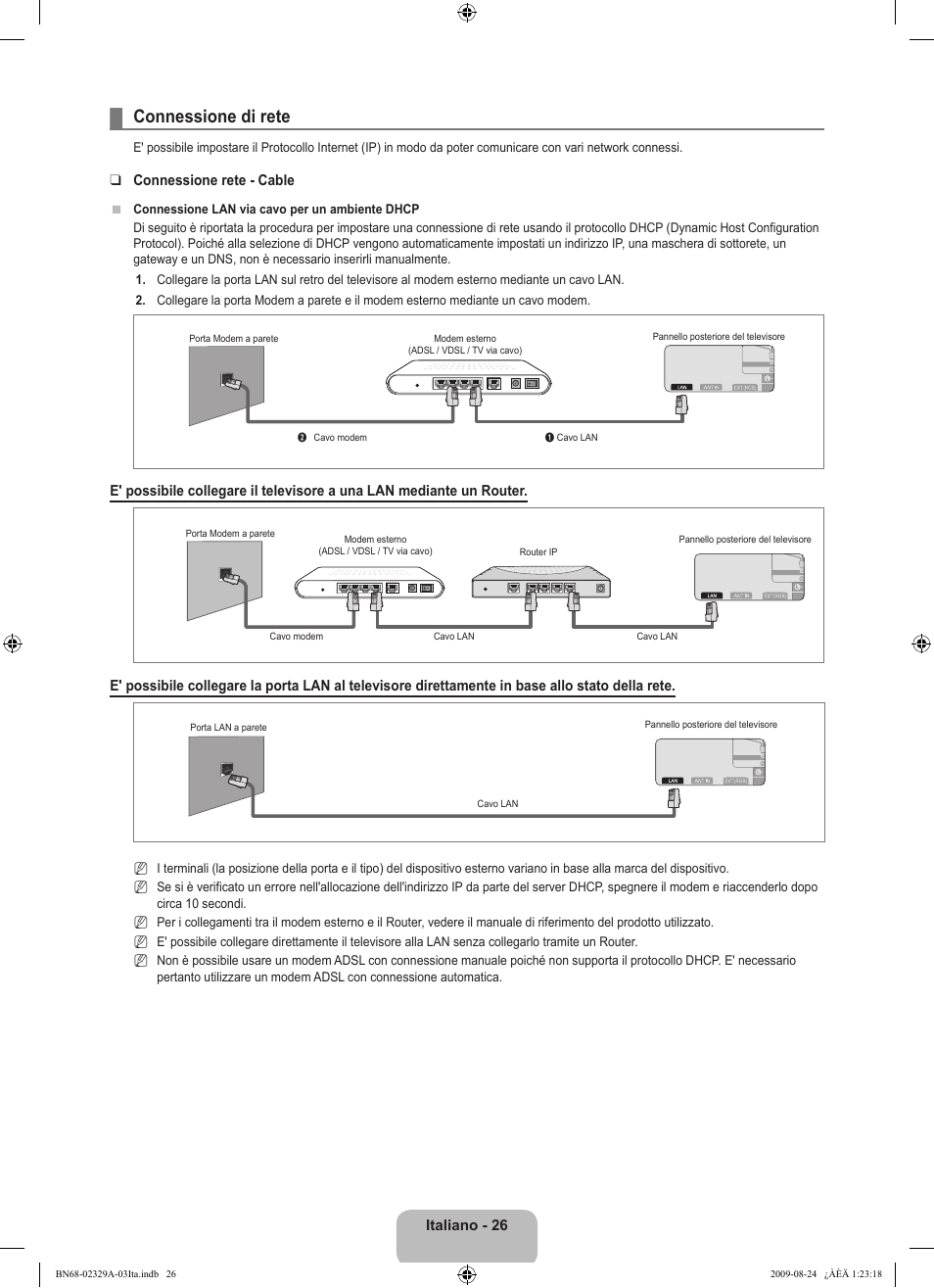 Connessione di rete | Samsung UE40B7020WW User Manual | Page 344 / 704