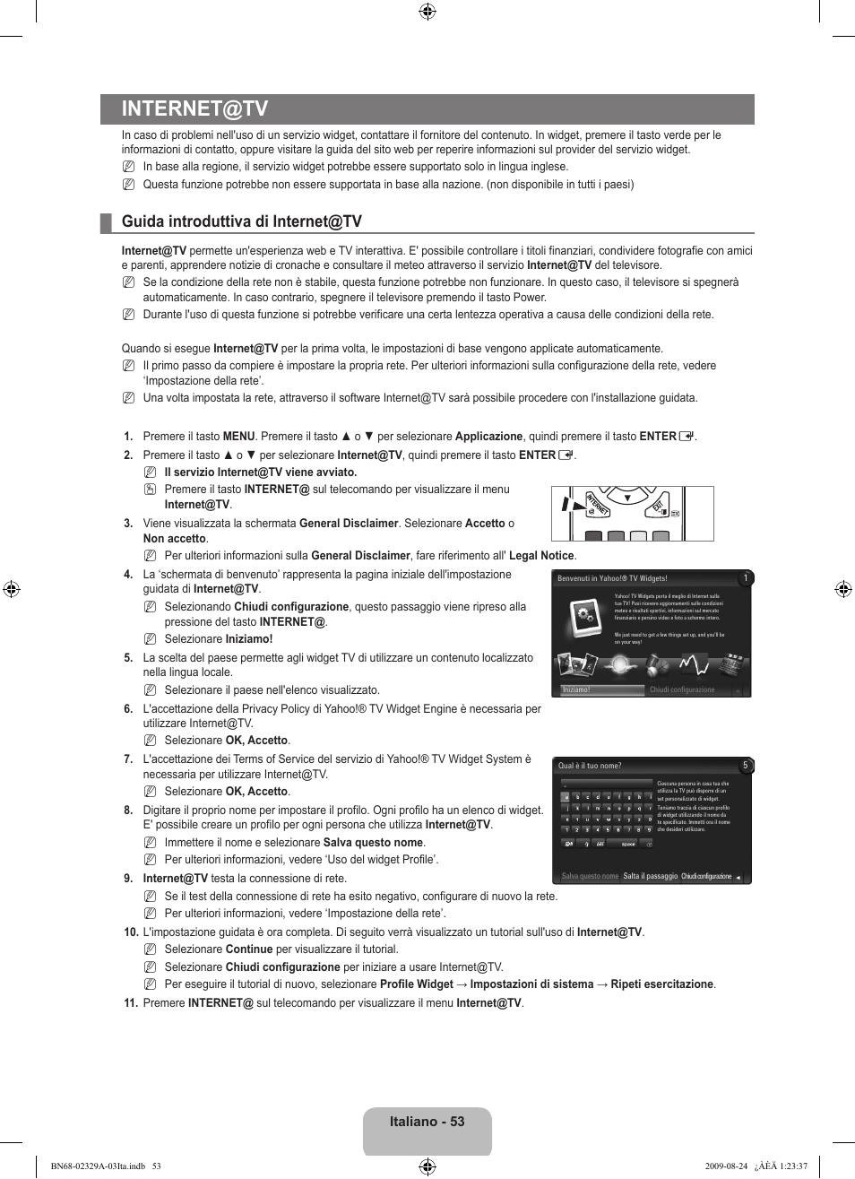 Internet@tv, Guida introduttiva di internet@tv | Samsung UE40B7020WW User Manual | Page 371 / 704
