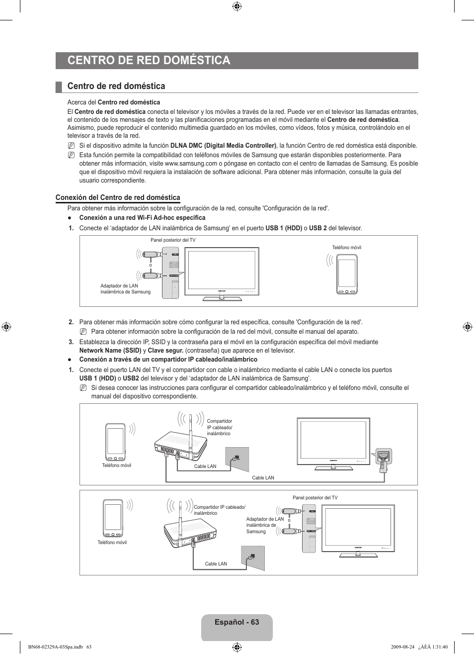 Centro de red doméstica | Samsung UE40B7020WW User Manual | Page 457 / 704