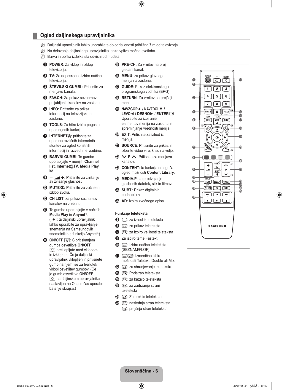 Ogled daljinskega upravljalnika | Samsung UE40B7020WW User Manual | Page 552 / 704