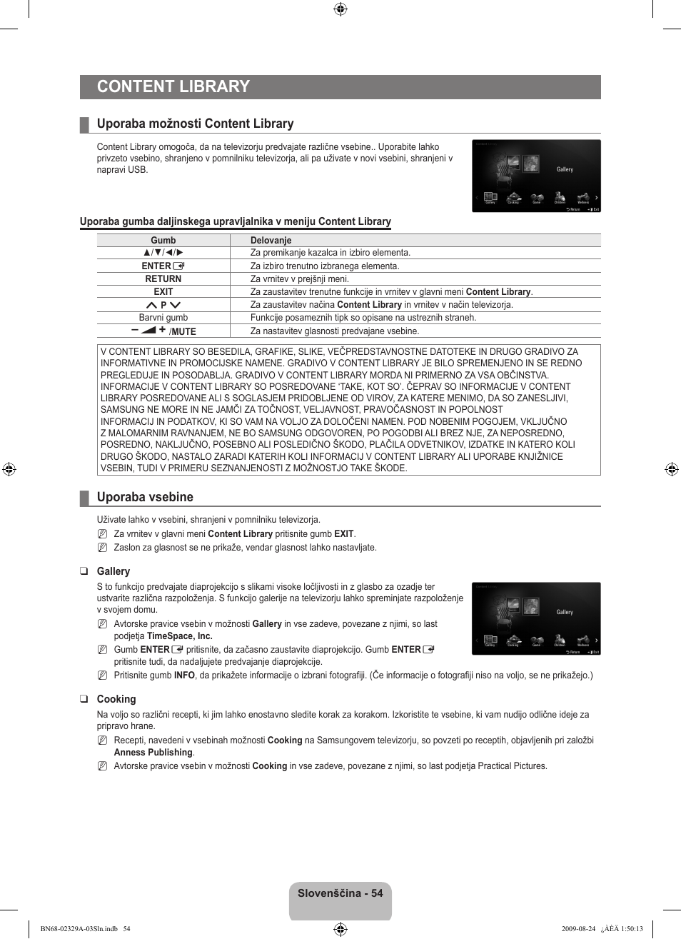 Content library, Uporaba možnosti content library, Uporaba vsebine | Samsung UE40B7020WW User Manual | Page 597 / 704