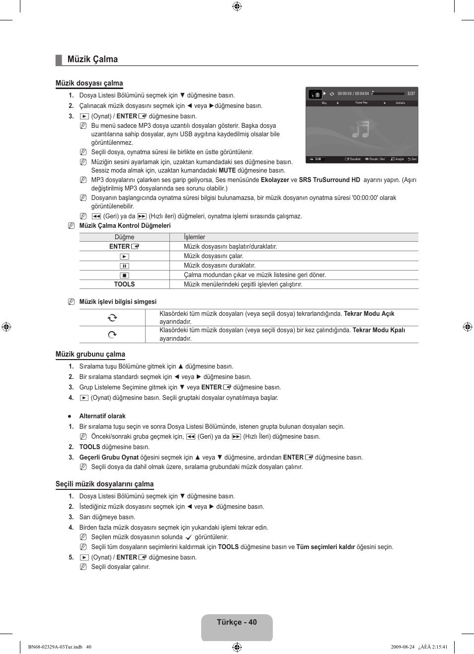 Müzik çalma | Samsung UE40B7020WW User Manual | Page 662 / 704