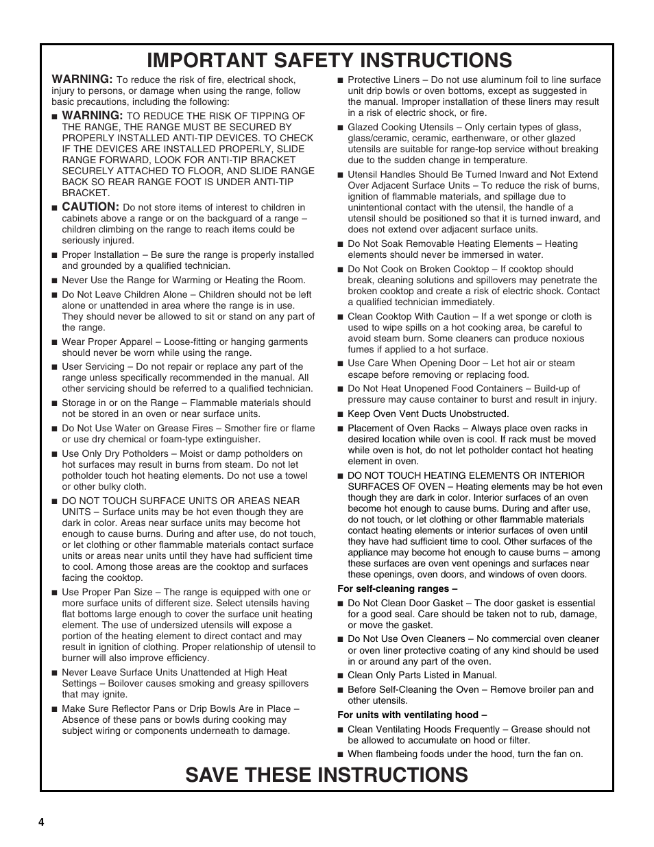 Warning, Caution | Amana W10181328B User Manual | Page 4 / 24