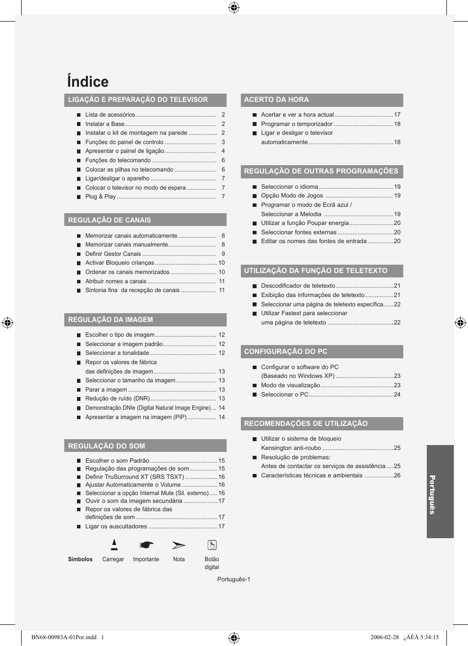 Índice | Samsung LE26R71B User Manual | Page 133 / 187
