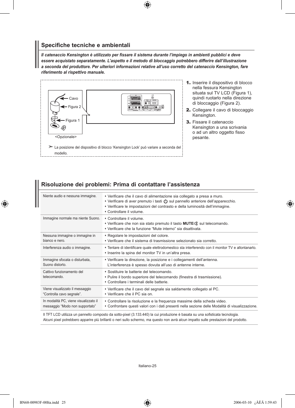 Specifiche tecniche e ambientali | Samsung LE26R71B User Manual | Page 183 / 187