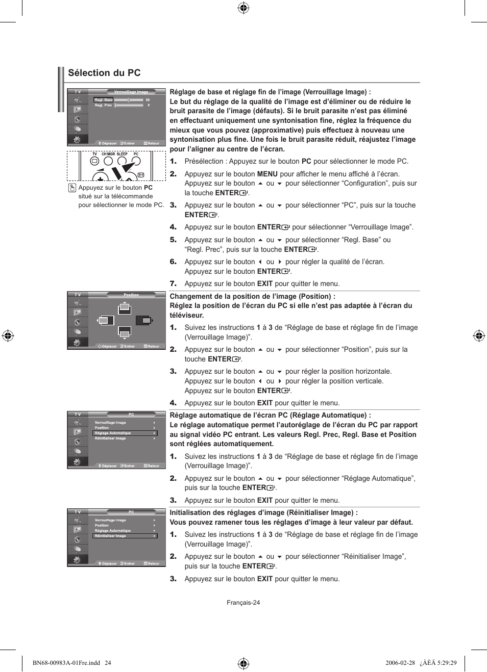 Sélection du pc | Samsung LE26R71B User Manual | Page 52 / 187