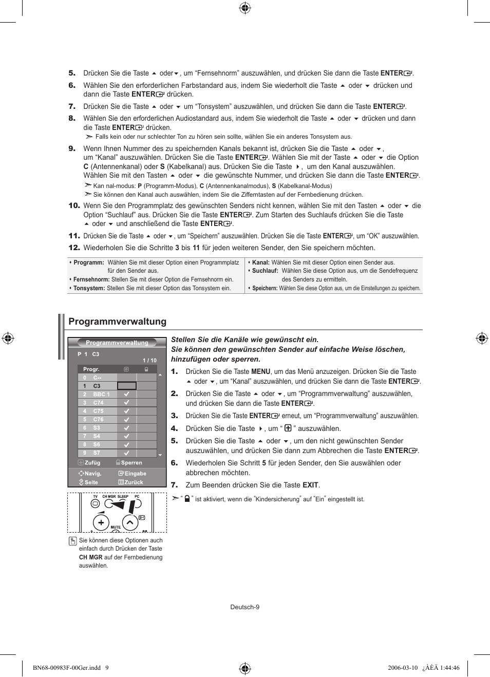 Programmverwaltung | Samsung LE26R71B User Manual | Page 63 / 187