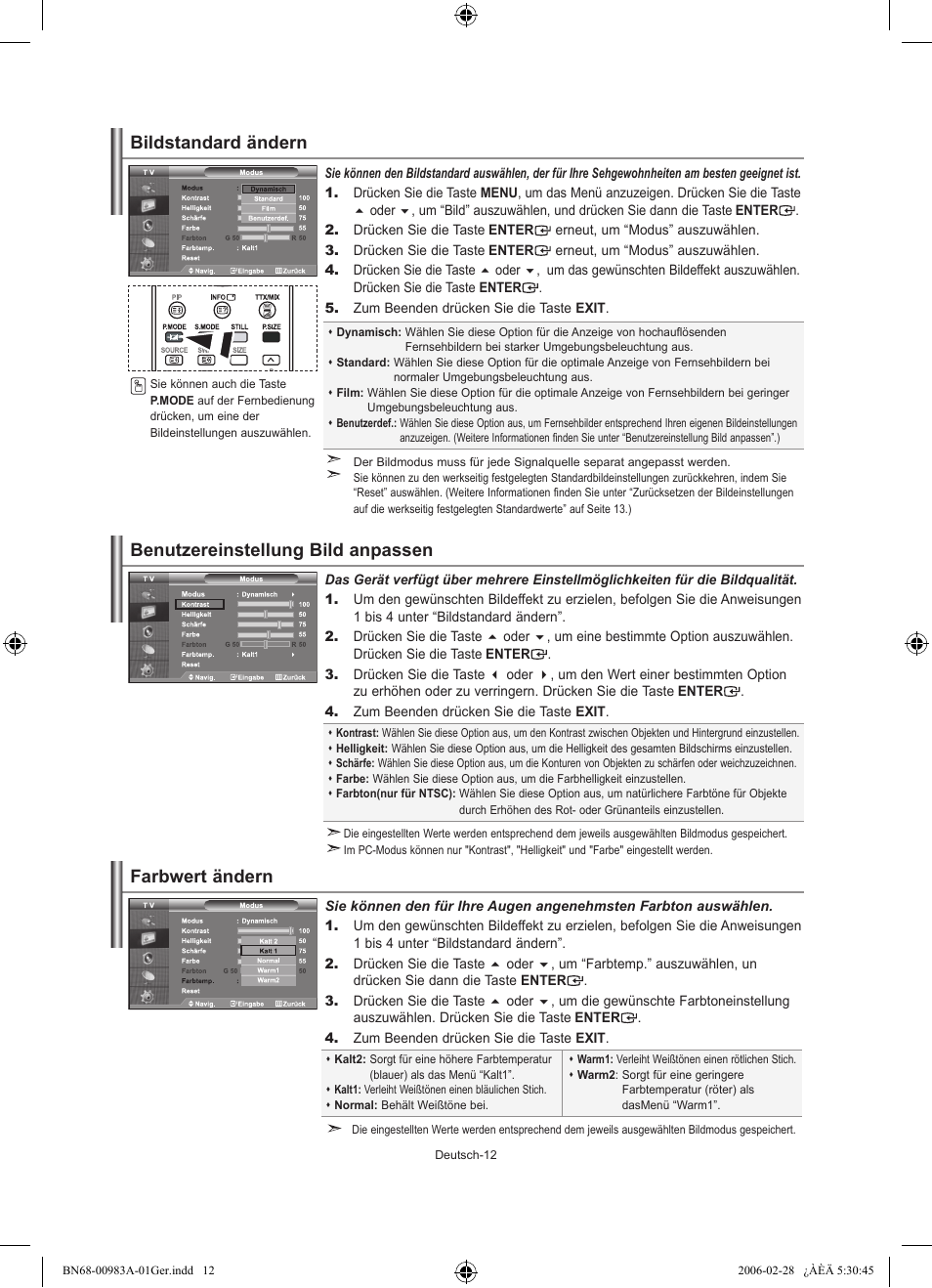 Farbwert ändern | Samsung LE26R71B User Manual | Page 66 / 187