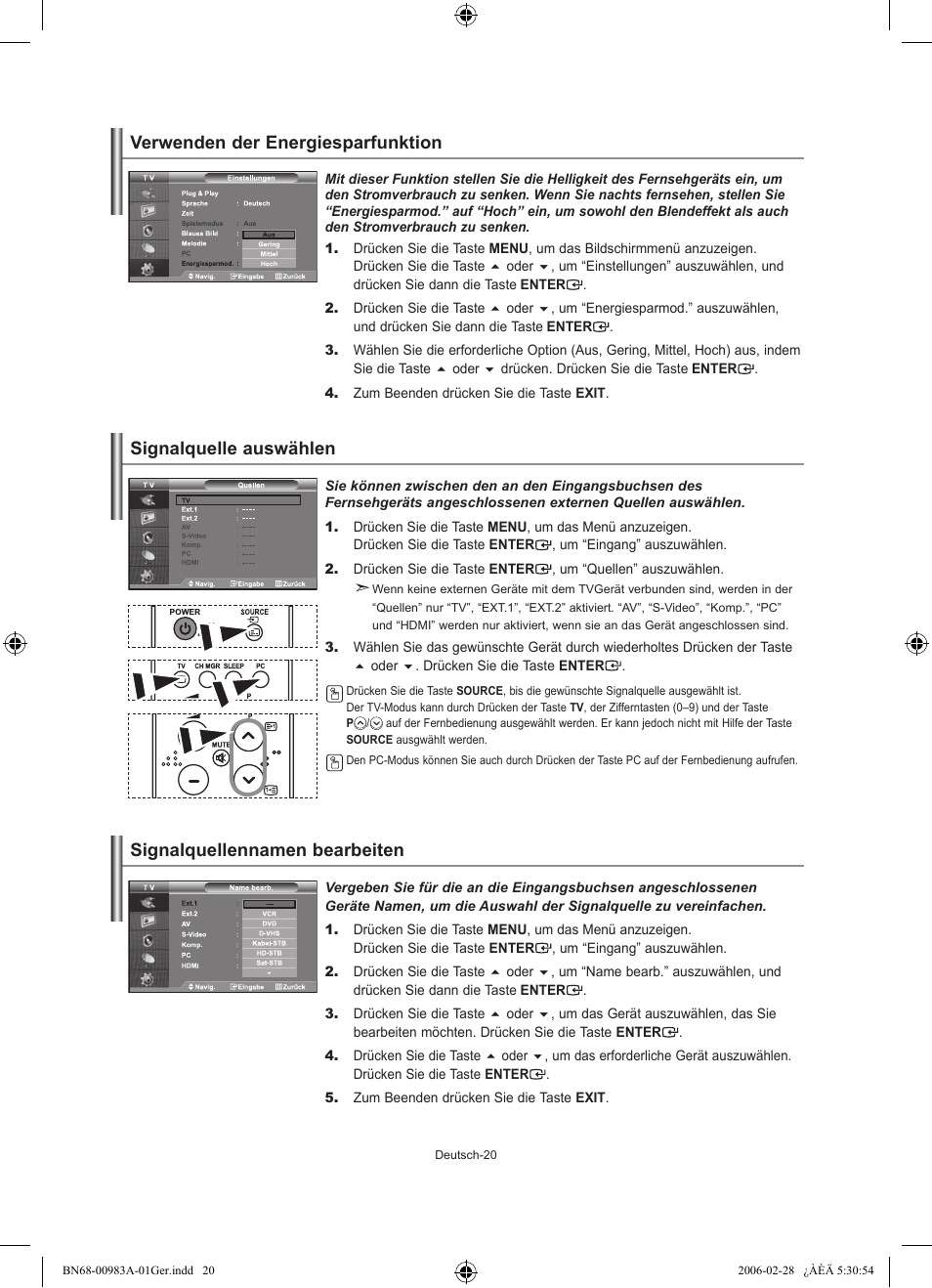 Signalquellennamen bearbeiten | Samsung LE26R71B User Manual | Page 74 / 187
