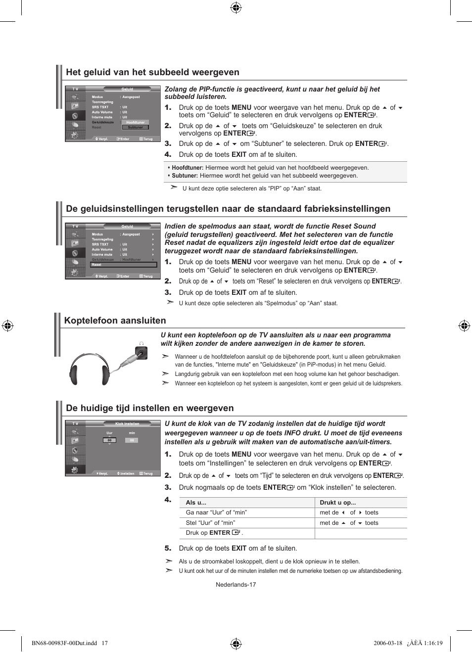 Koptelefoon aansluiten | Samsung LE26R71B User Manual | Page 97 / 187