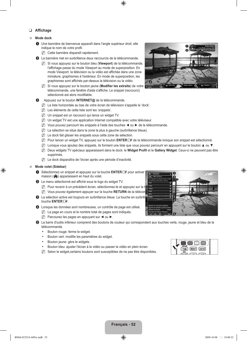 Français - 52 affichage | Samsung LE40B650T2W User Manual | Page 140 / 674