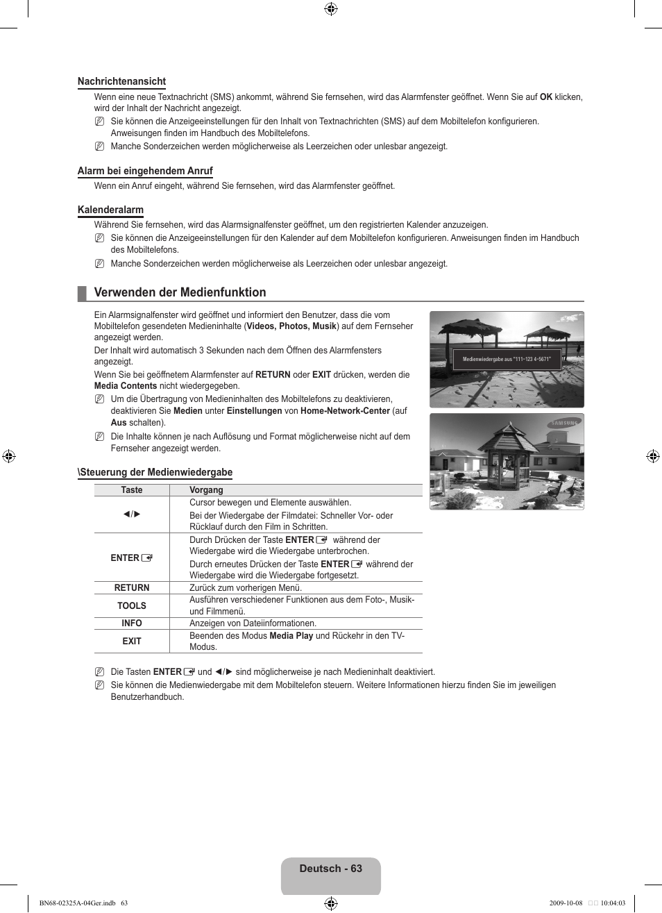 Verwenden der medienfunktion | Samsung LE40B650T2W User Manual | Page 223 / 674